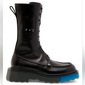 NIB OFF-WHITE Leather Sponge Sole Pocket Combat Boots size 37